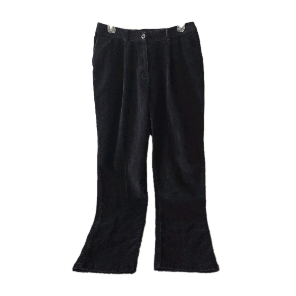 L.L.Bean Curvy Fit Corduroy‎ Pants Black Women's Size 8 Tall Stretch 32x14.5